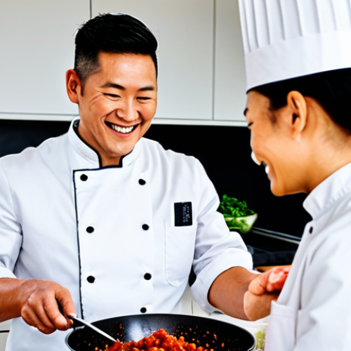 Home 5 고추장 브랜드별 비교 - Gochujang Marinade**
A professional chef, fully clothed in a clean, white chef's coat, preparing a ...